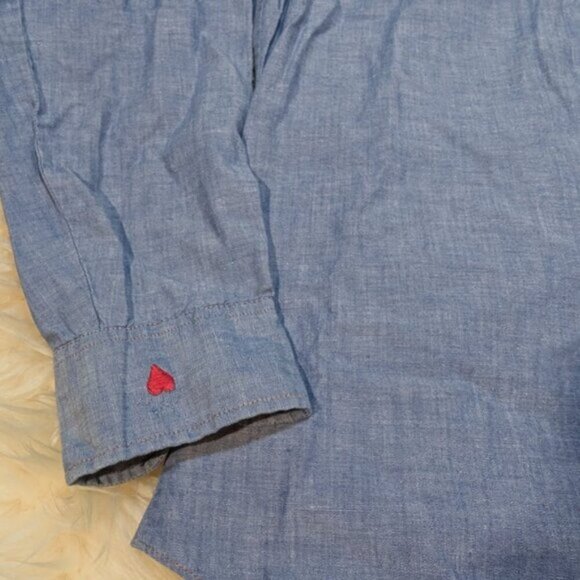 Vtg 70's Levi's Chambray Embroidered Western Button Down Shirt - Picture 9 of 12